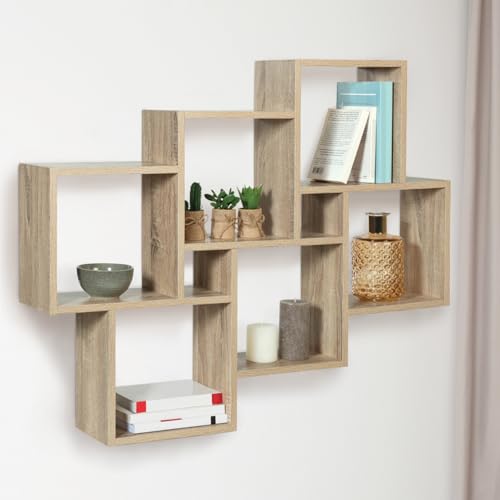 IDMarket Etagère murale en bois de hêtre Lucas - Double position - Idéal pour la chambre - Stockage facile - 2 positions