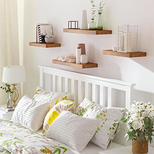 Meubles de rangement HOOBRO Etagères murales flottantes Lot de 2 longueur 40 cm Marron rustique Salle de bain Cuisine Bu