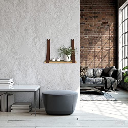 Gadgy Étagère Murale en Bois Flottante pour Décoration Intérieure | 50 X 15 X 2 Cm | Étagère Murale en Faux Cuir Brun et